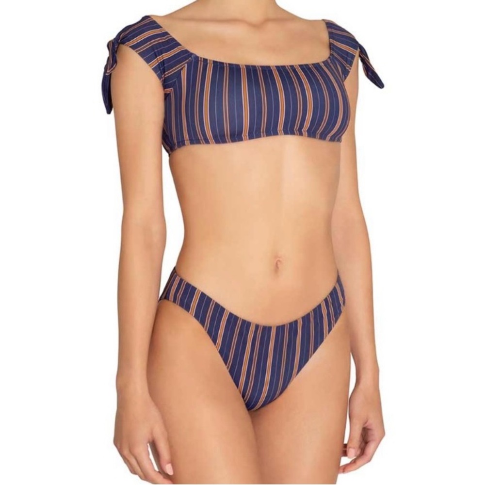 NWT EBERJEY GIRLS 2 PIECE BLUE &
BROWN “RIVERIA STRIPES DAIYA” BIKINI SET SIZE 6